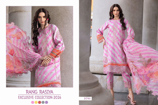 Rang Rasiya Pakistani Designer Embroidered Pure Cotton Lawn Suit