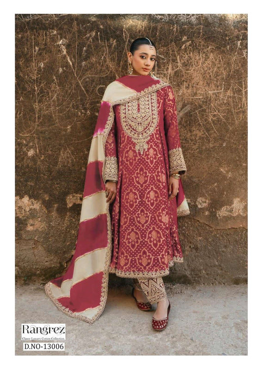 Rangrez Pakistani Designer Pure Cotton Printed Shalwar Suit