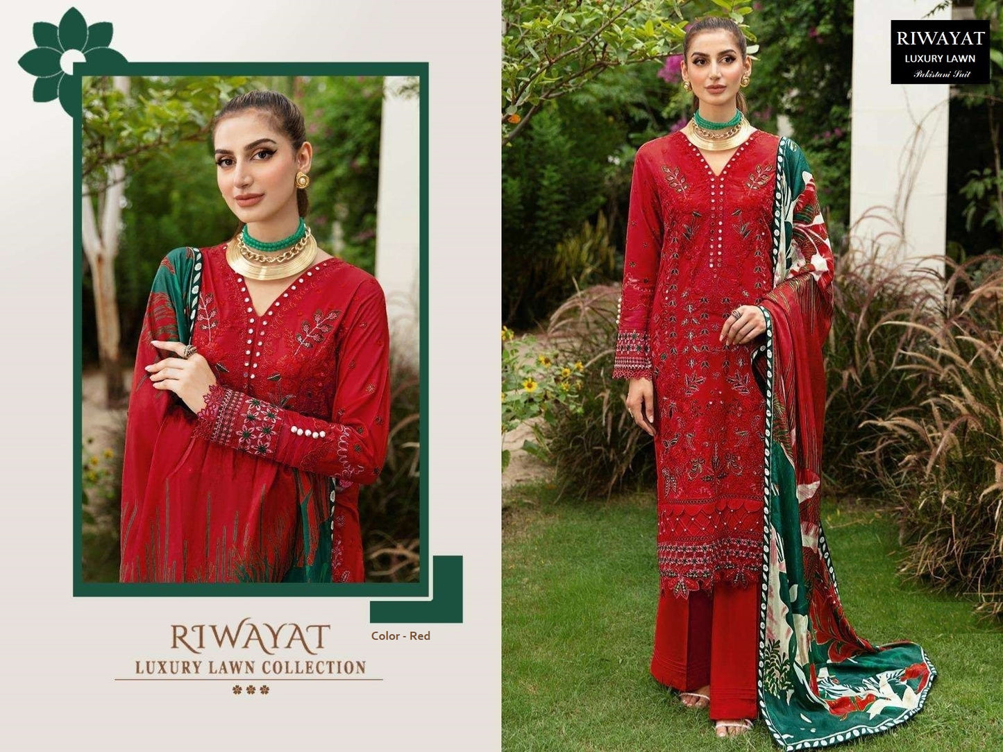 Riwayat Pakistani Designer Luxury Hit Pure Cotton Lawn Suit