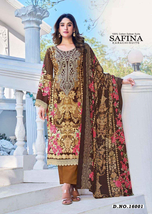 Safina Pakistani Designer Pure Cotton Printed Shalwar Suit