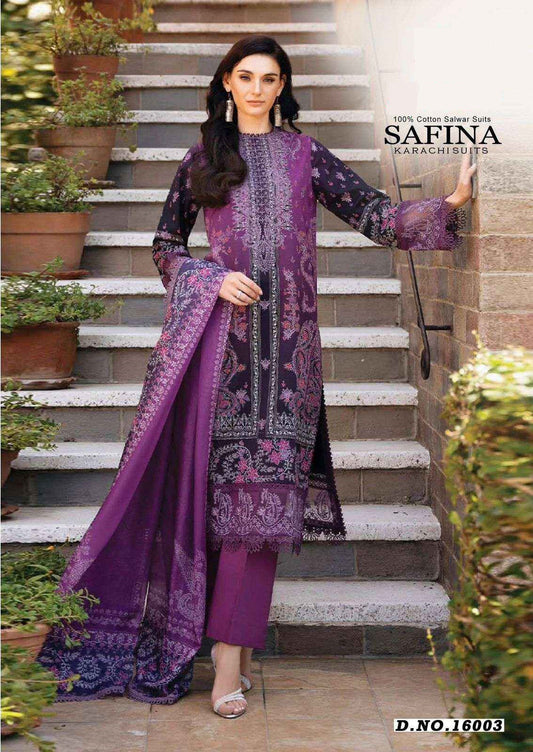 Safina Pakistani Designer Pure Cotton Printed Shalwar Suit