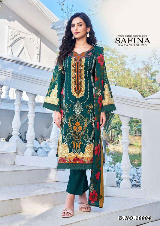 Safina Pakistani Designer Pure Cotton Printed Shalwar Suit