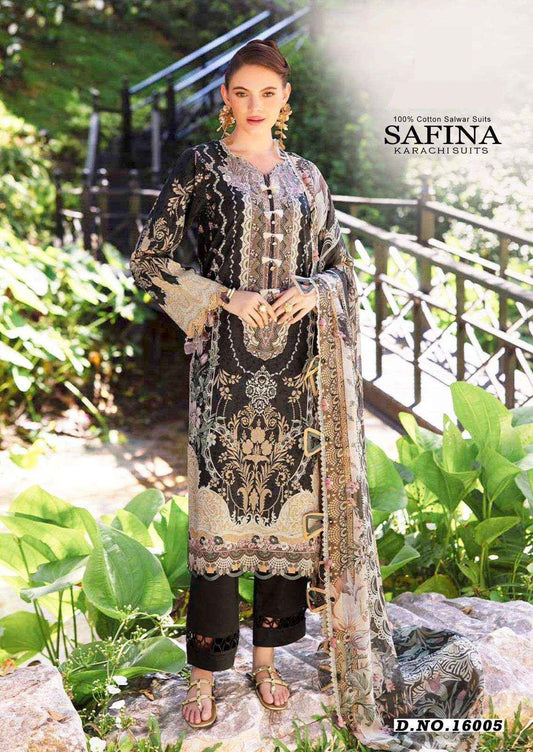 Safina Pakistani Designer Pure Cotton Printed Shalwar Suit