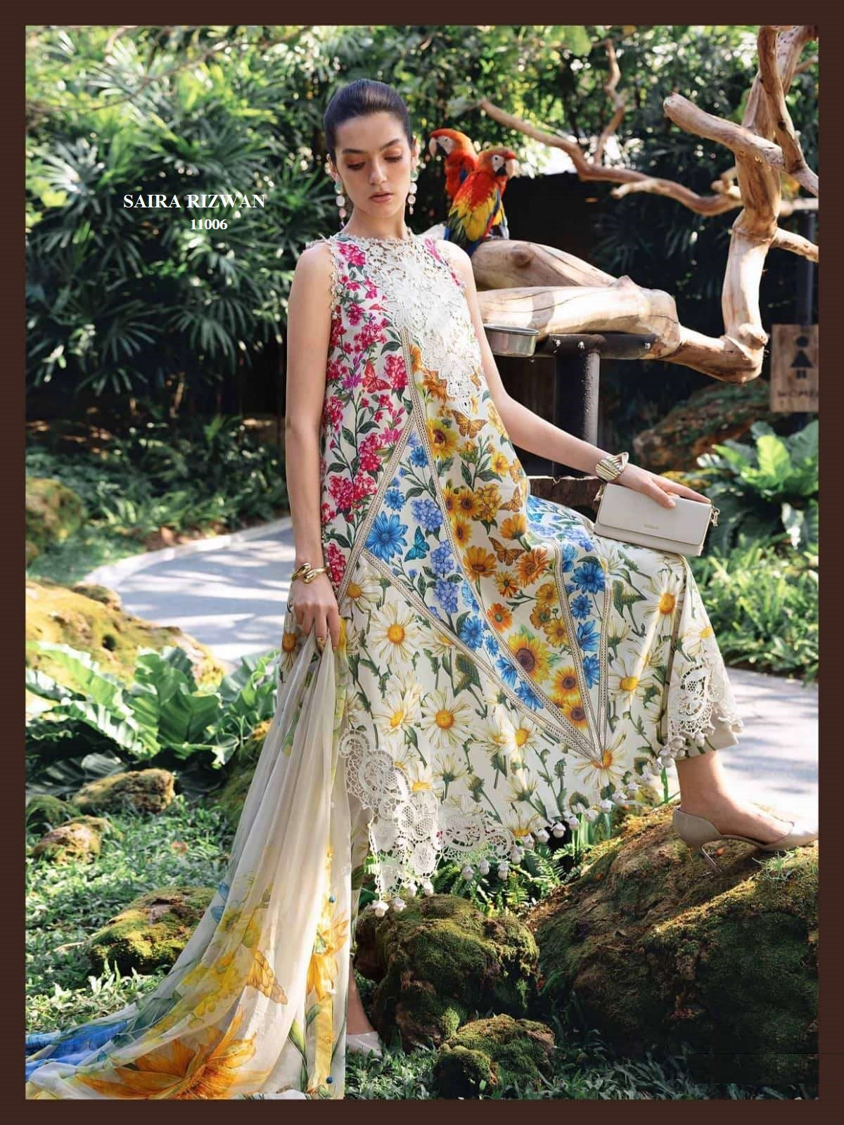 Saira Rizwan Pakistani Designer Pure Lawn Cotton Printed Suit