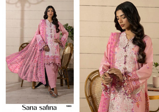 Sana Safina Pakistani Designer Embroidered Pure Cotton Lawn Suit