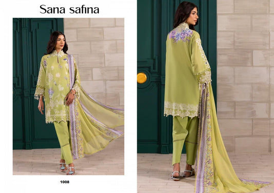 Sana Safina Pakistani Designer Embroidered Pure Cotton Lawn Suit