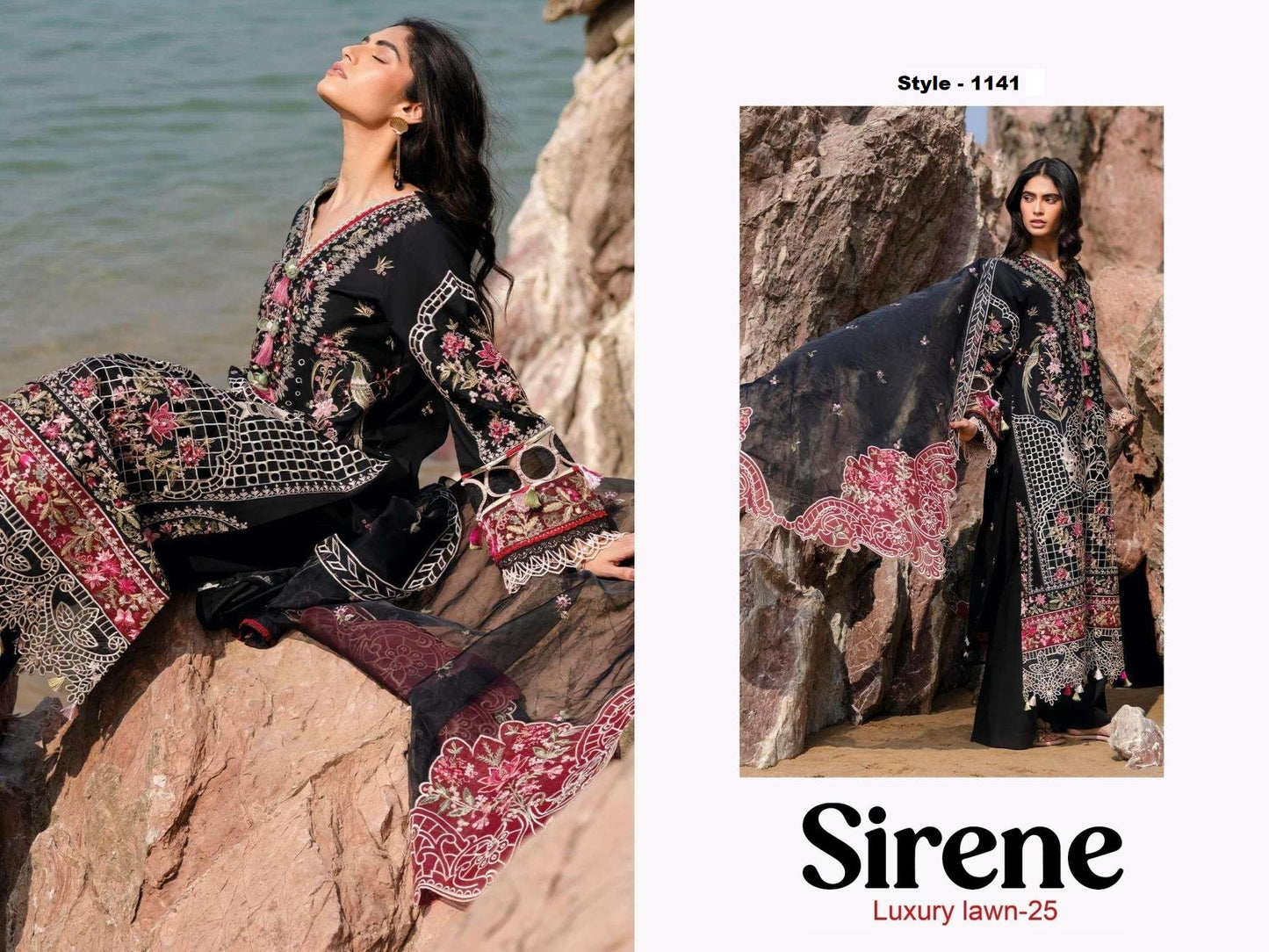 Sirene Pakistani Designer Luxury Embroidered Pure Cotton Lawn Suit