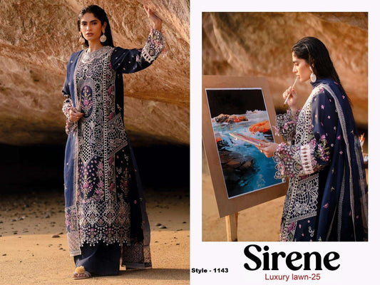 Sirene Pakistani Designer Luxury Embroidered Pure Cotton Lawn Suit