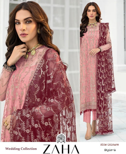 Zaha Pakistani Designer Hit Colours Wedding Party Wear Suit