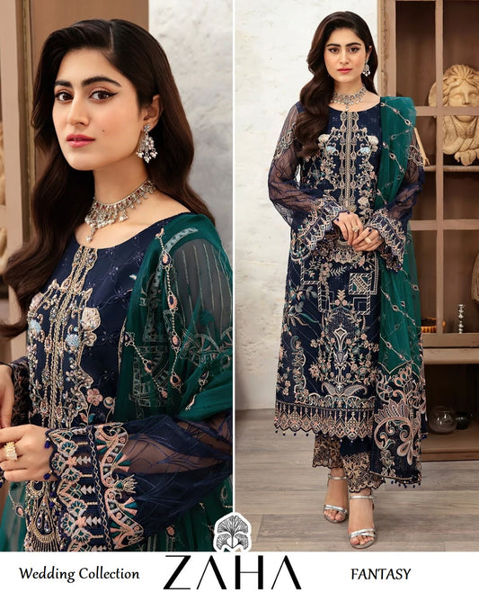 Zaha Luxury Pakistani Designer Super Hit Party Wear Suit