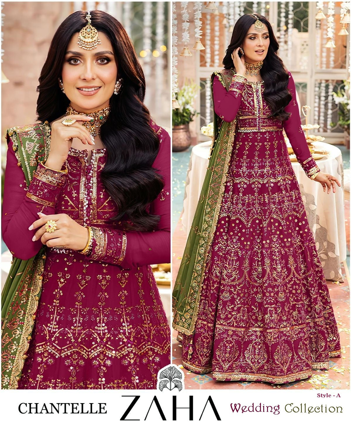 Zaha Pakistani Designer Exclusive Wedding Party Wear Gown