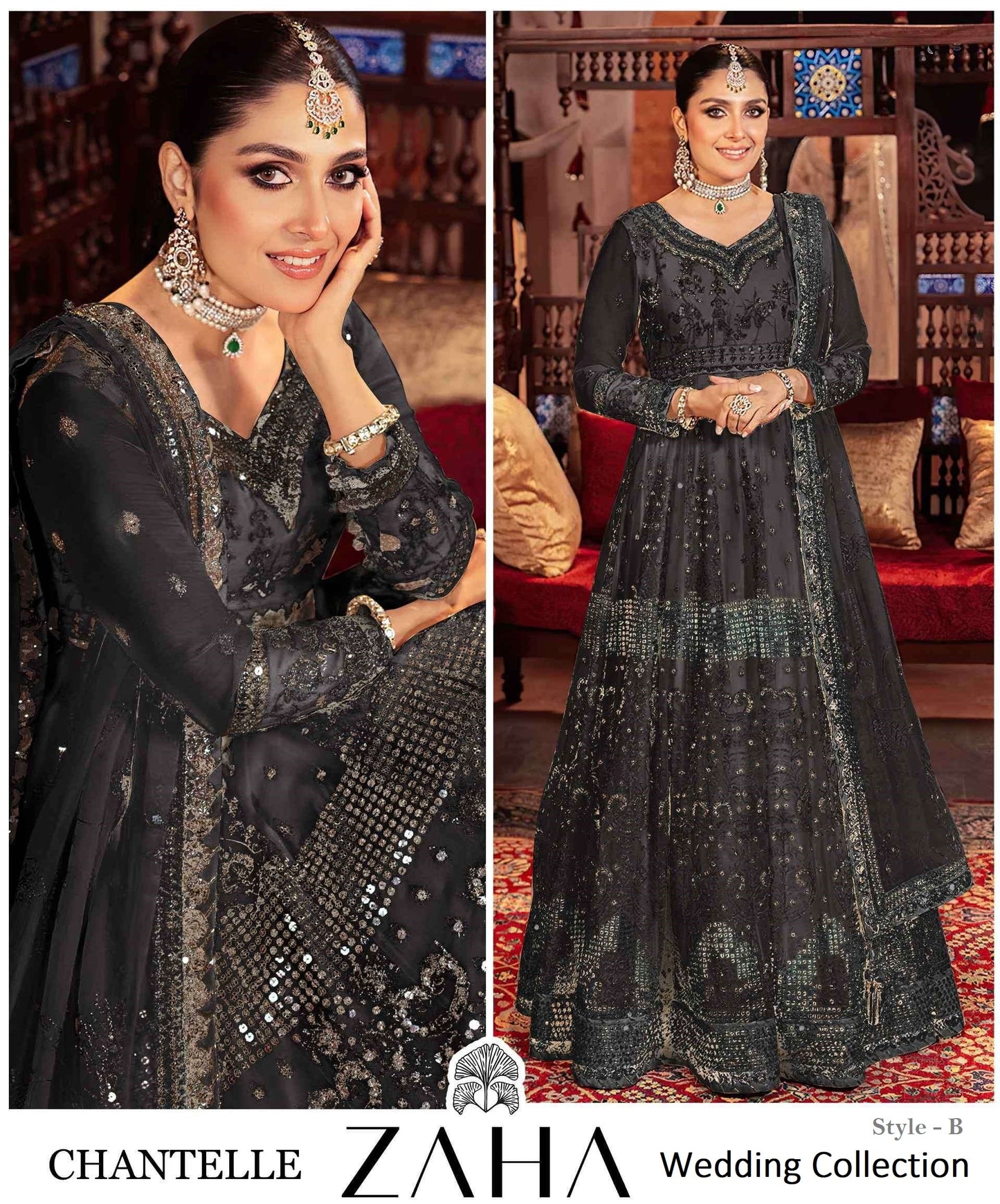 Zaha Pakistani Designer Super Hit Wedding Party Wear Gown