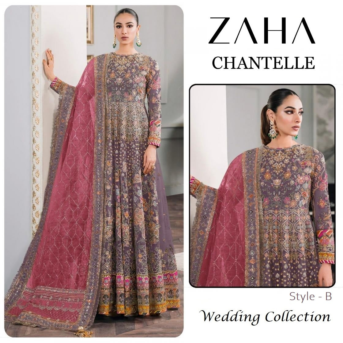 Zaha Pakistani Designer Super Hit Wedding Party Wear Gown