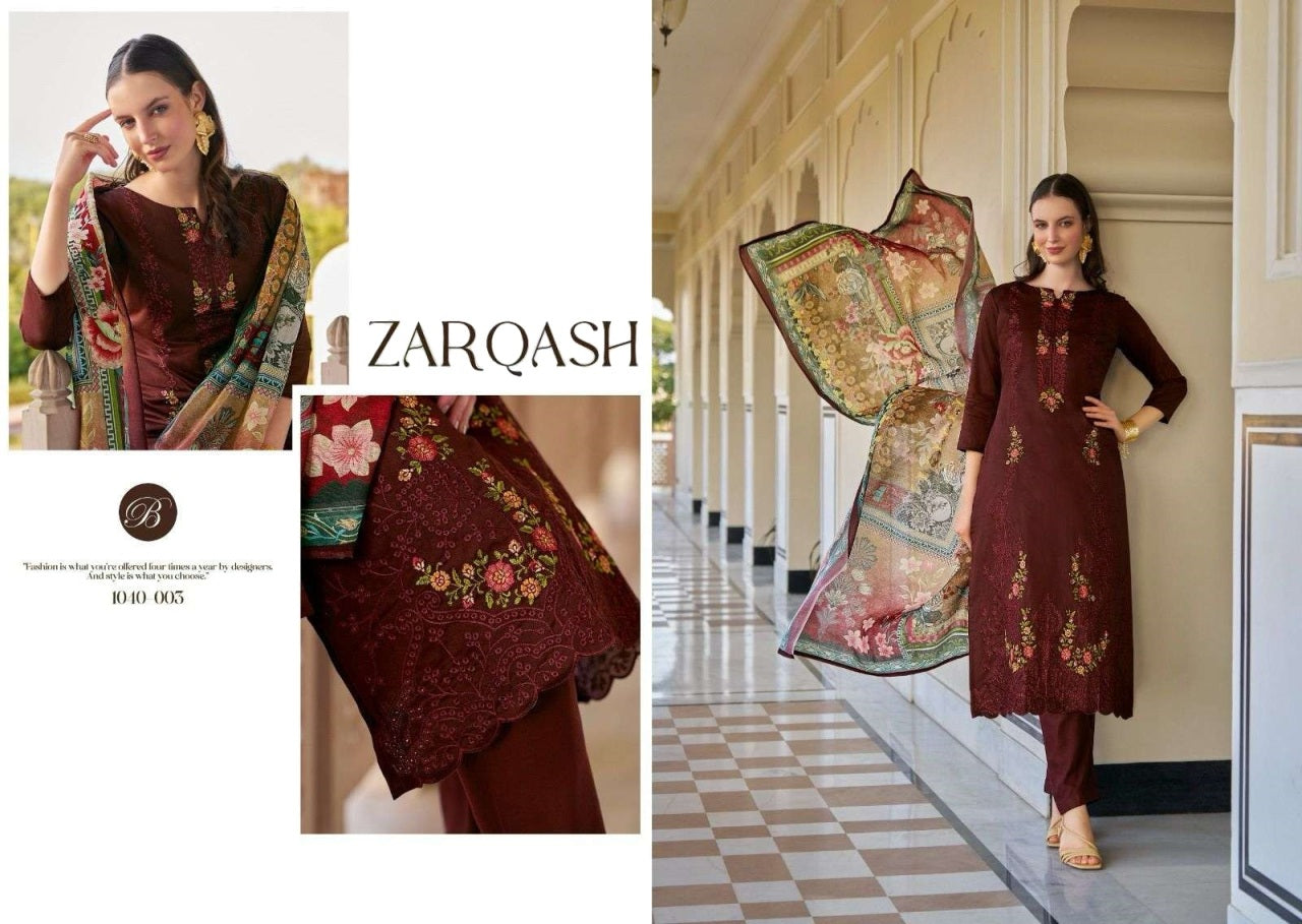 Zarqash Pakistani Designer Hit Cotton Embroidered Lawn Suit