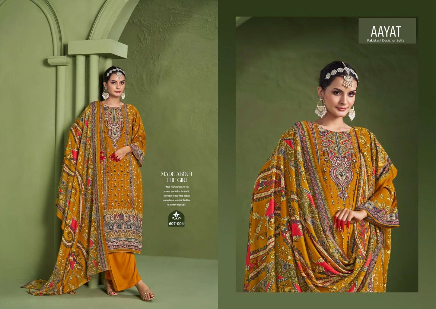 Aayat Pakistani Designer Classic Pure Cotton Embroidered Suit