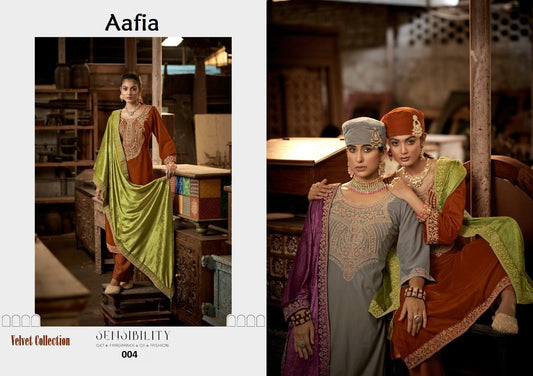 Aafiya Pakistani Designer Beautiful Velvet Classic Party Wear Dress