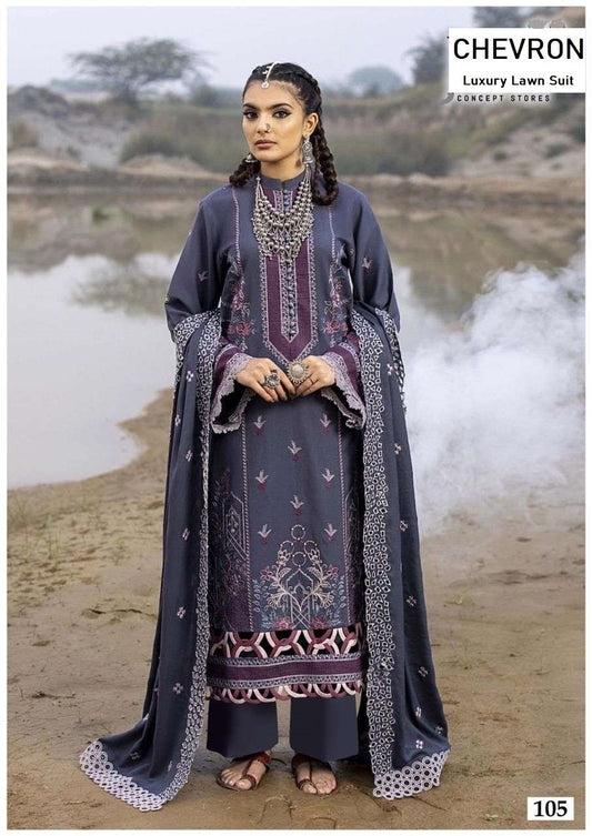 Chevron Pakistani Designer Pure Lawn Cotton Printed Suit