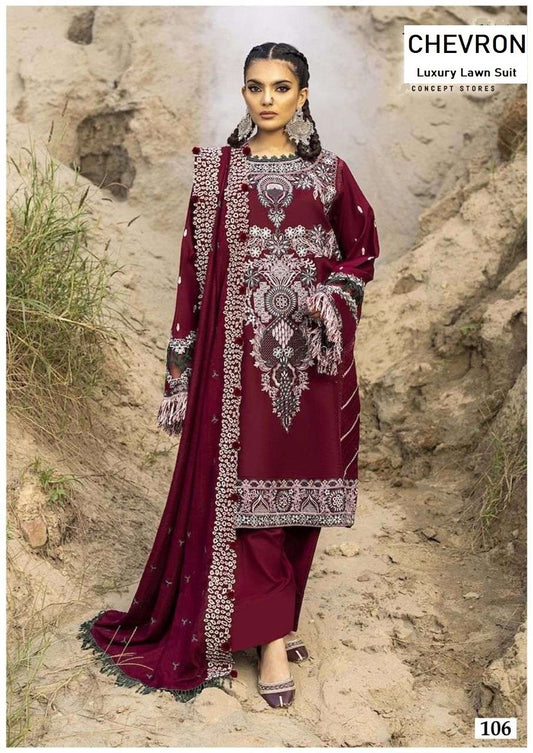 Chevron Pakistani Designer Pure Lawn Cotton Printed Suit