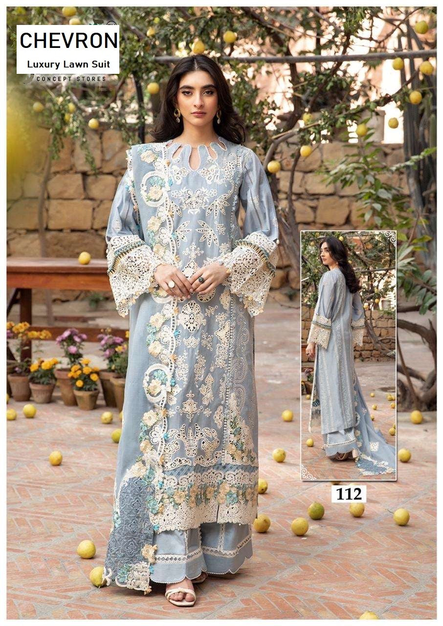 Chevron Pakistani Designer Pure Lawn Cotton Printed Suit