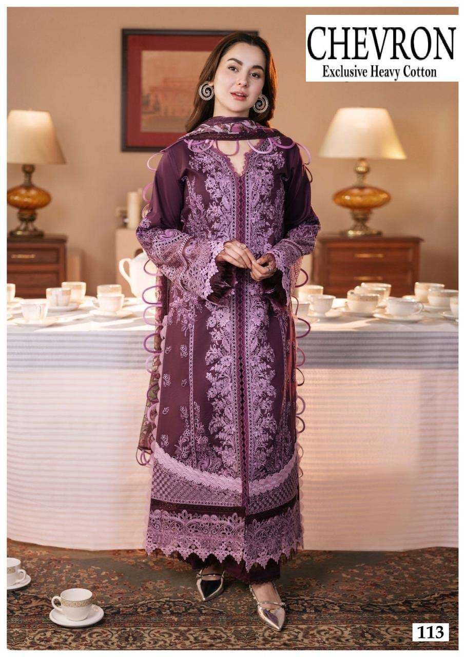 Chevron Pakistani Designer Pure Lawn Cotton Printed Suit