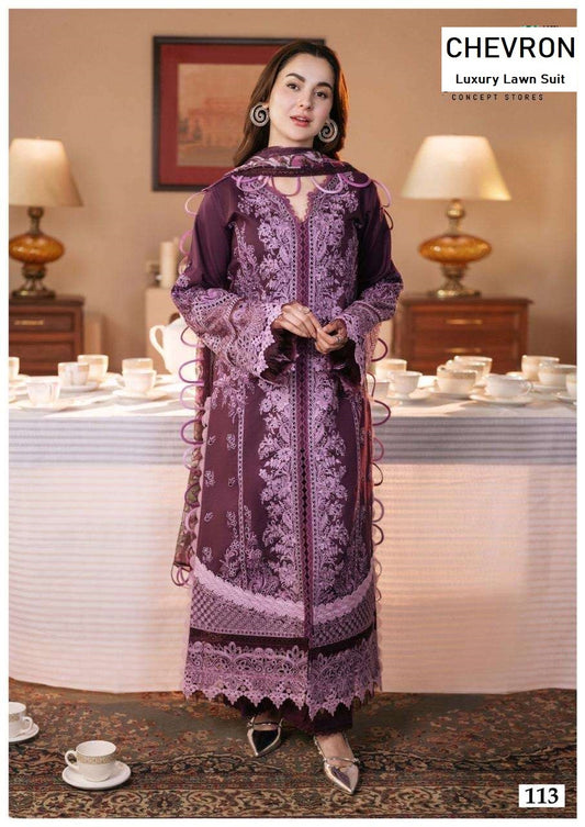 Chevron Pakistani Designer Pure Lawn Cotton Printed Suit