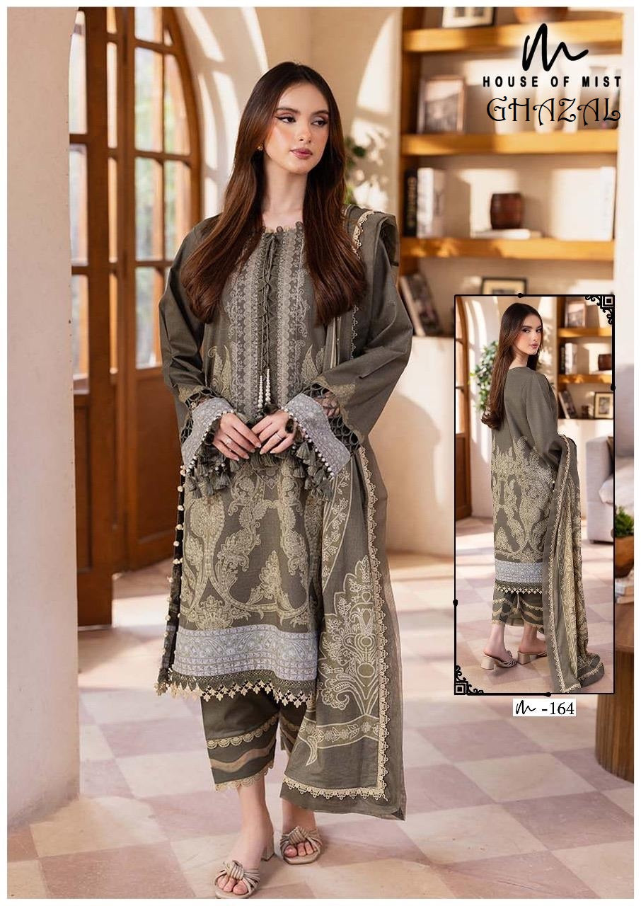 Ghazal Pakistani Designer Pure Cotton Printed Shalwar Suit - AliShaif