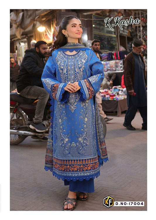 K.Kasha Pakistani Designer Pure Lawn Cotton Printed Suit