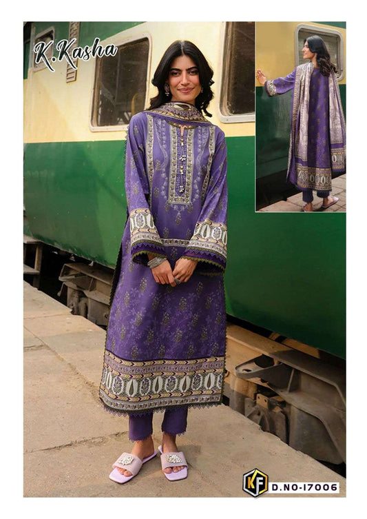 K.Kasha Pakistani Designer Pure Lawn Cotton Printed Suit