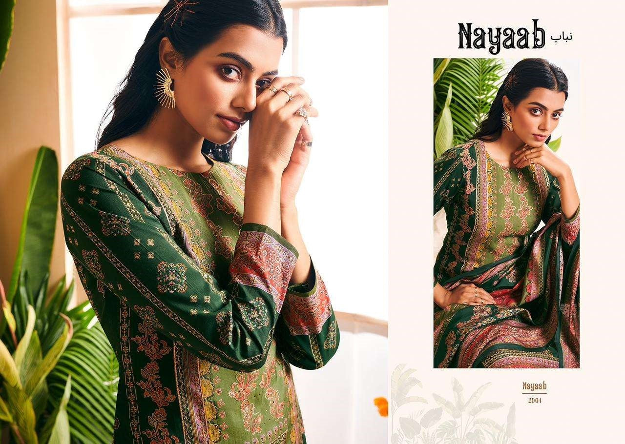 Nayaab Pakistani Designer Pure Viscose Muslin Embroidered Suit