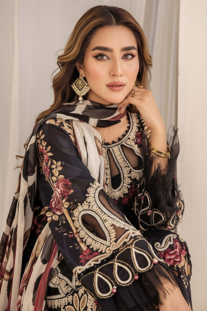 Mprints Pakistani Designer Stylish Hit Embroidered Lawn Suit