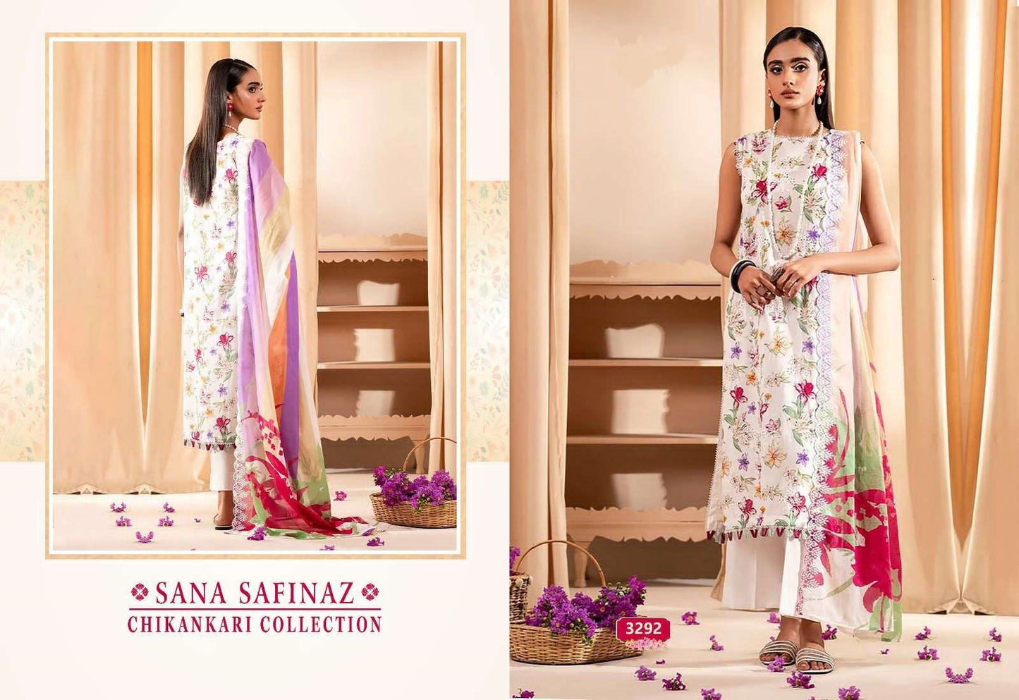 Sana Safinaz Pakistani Designer Chikankari Embroidered Lawn Suit