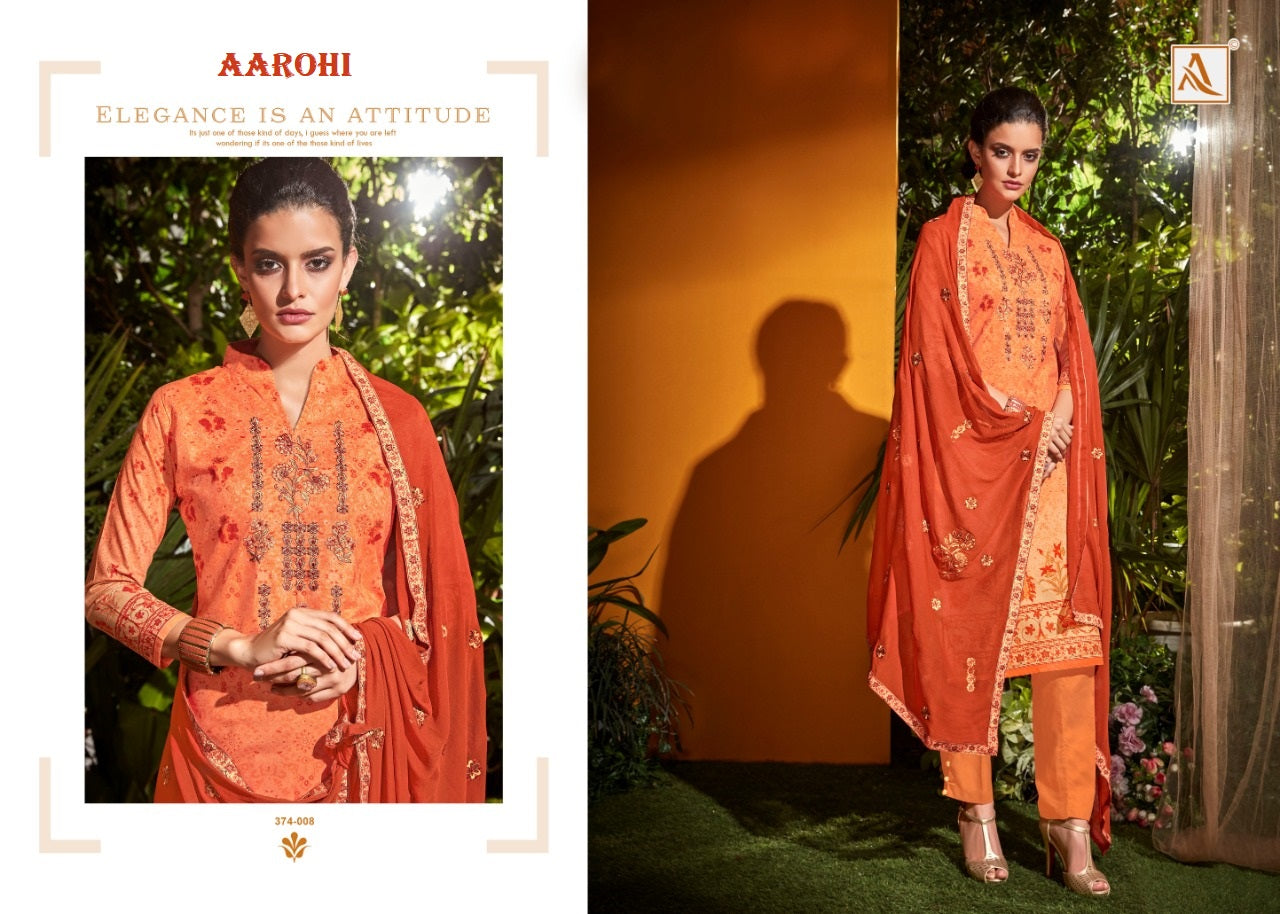 Aarohi Classic Pure Cotton Embroidered Designer Shalwar Suit