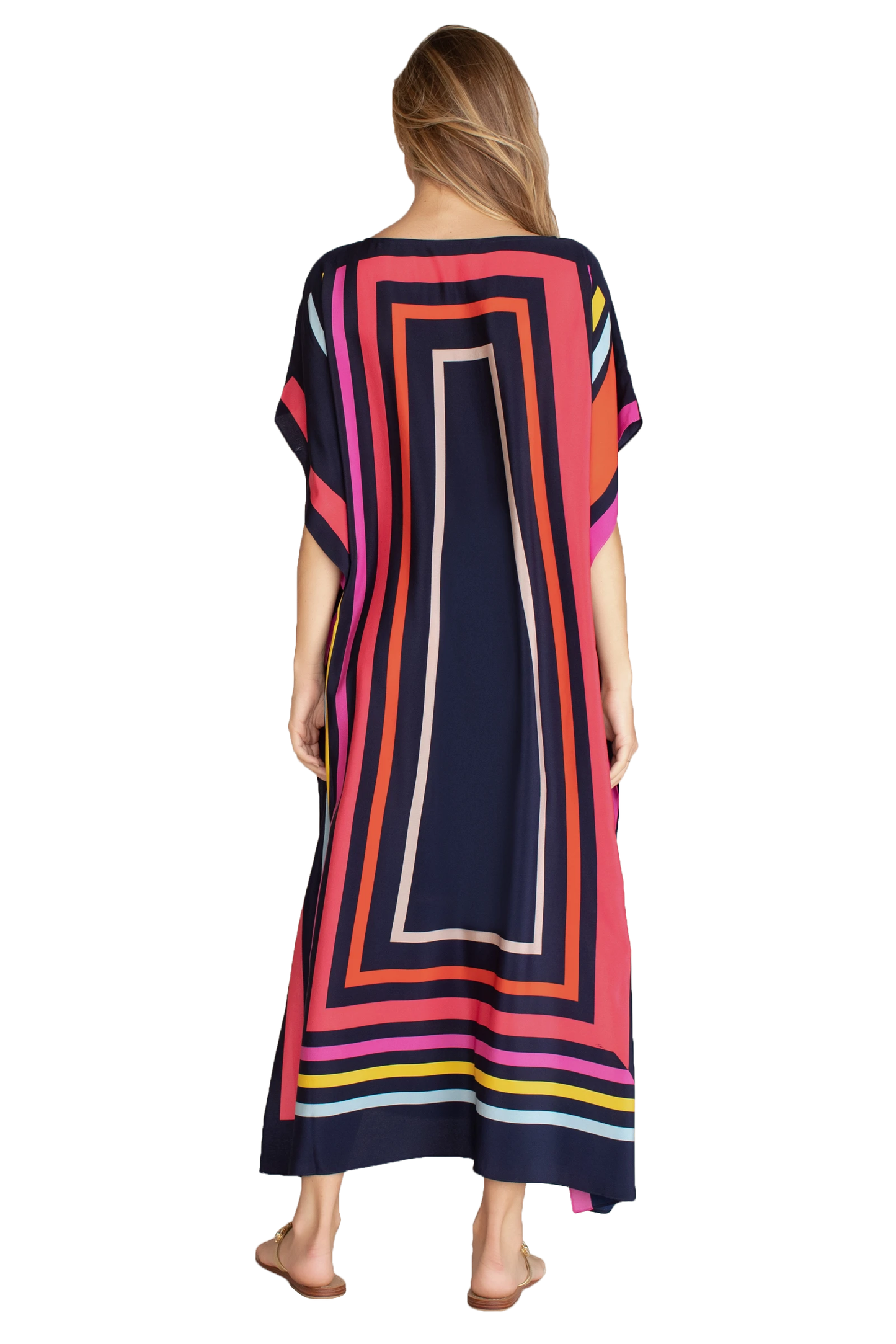 Calf Length Boat Neck Style Women Satin Silk Modest Wear Printed Kaftan