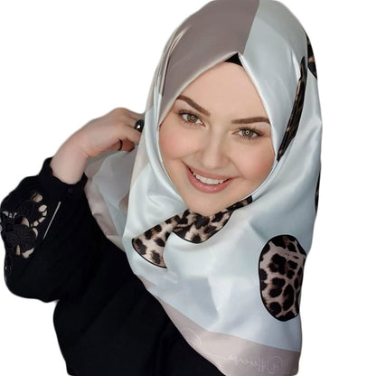 Printed Satin Silk Square Hijab Scarf For Women