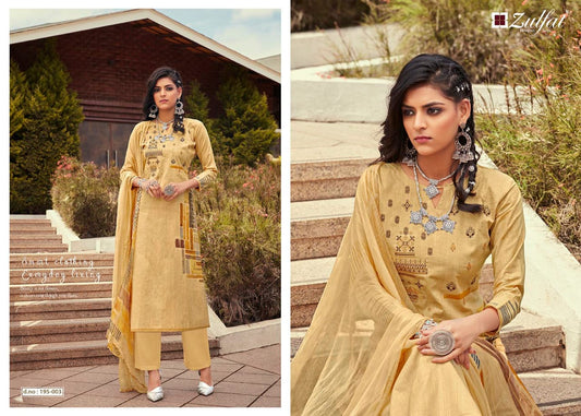 Zulfat Designer Pure Lawn Cotton Embroidered Shalwar / Plazo Suit