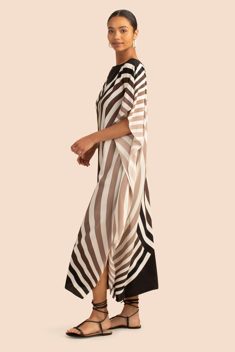 Circular Curve Printed Soft Satin Silk Kaftan