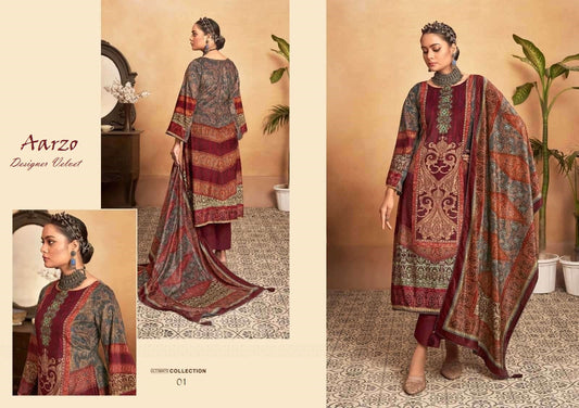 Aarzo Pakistani Designer Beautiful Velvet Classic Party Wear Dress
