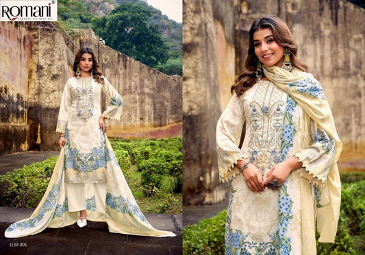 Romani Pakistani Designer Pure Cotton Embroidered Suit