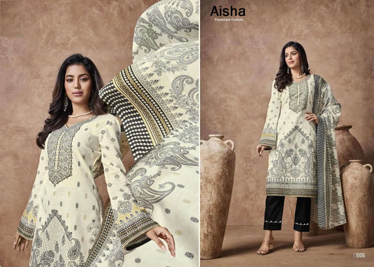 Aisha Classic Black & White Hit Pure Cotton Digital Print Shalwar Suit