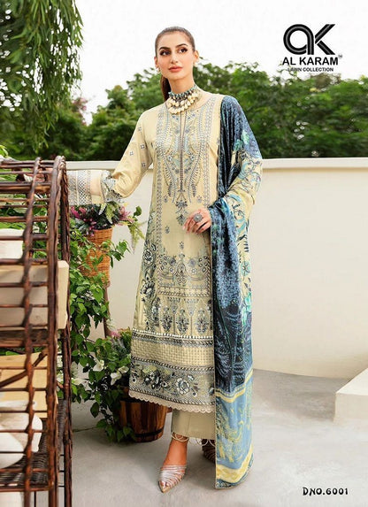 Al Karam Pakistani Designer Pure Lawn cotton Printed Suit