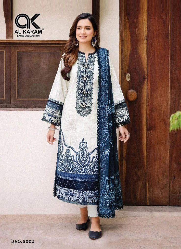 Al Karam Pakistani Designer Pure Lawn cotton Printed Suit