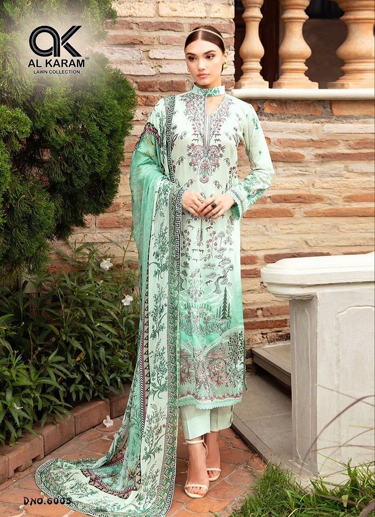 Al Karam Pakistani Designer Pure Lawn cotton Printed Suit