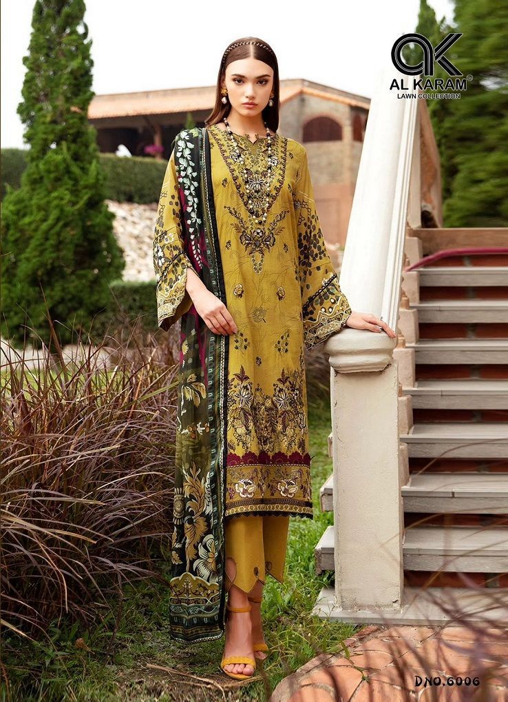 Al Karam Pakistani Designer Pure Lawn cotton Printed Suit