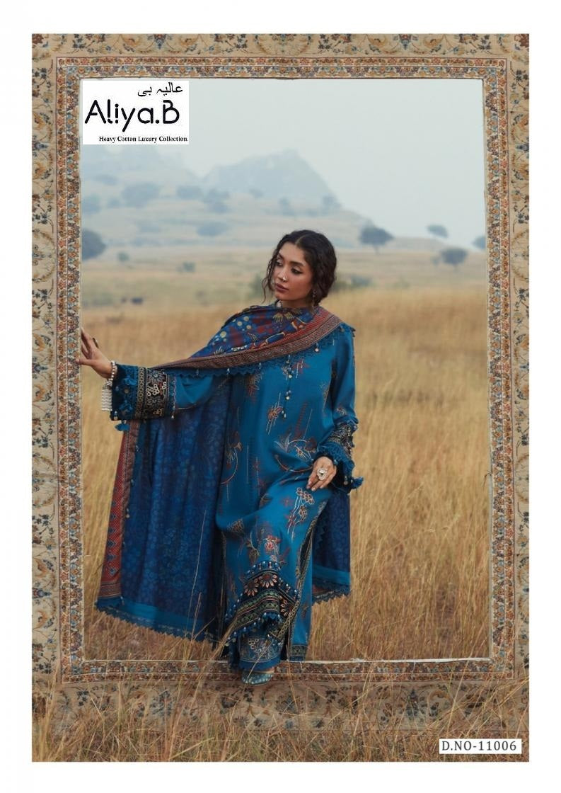 Aliya B Pakistani Designer Pure Cotton Printed Shalwar Suit