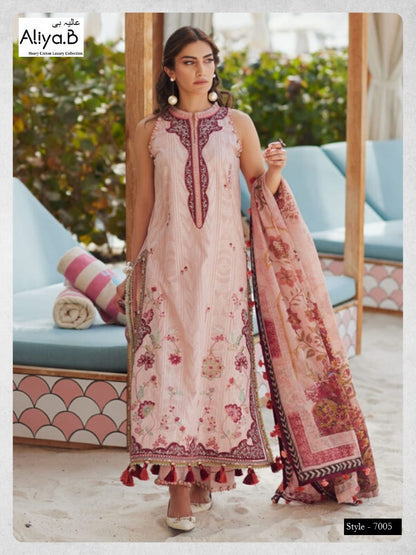 Aliya B Pakistani Designer Pure Cotton Printed Shalwar Suit