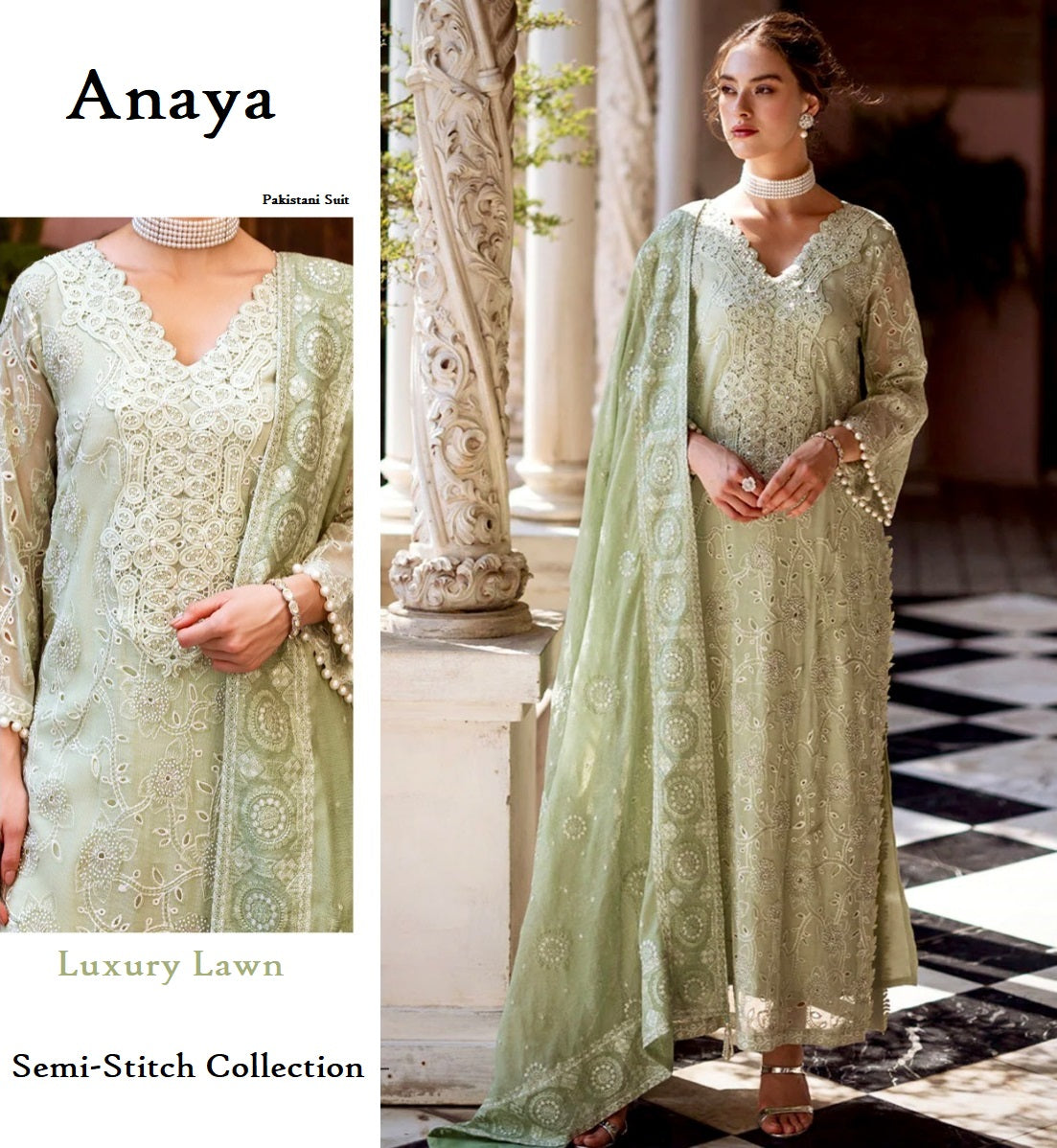 Anaya Pakistani Designer Classic Hit Embroidered Lawn Suit