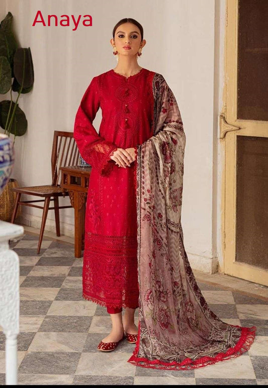 Anaya Pakistani Designer Classic Luxury Cotton Embroidered Suit