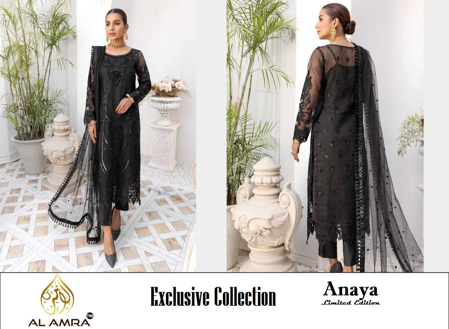 Anaya Pakistani Designer Stunning Black Super Hit Party Wear Suit