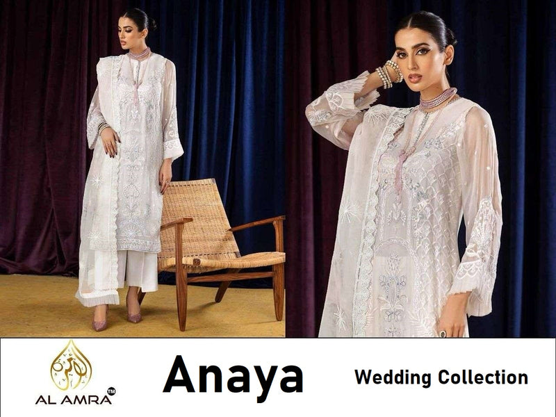 Anaya Pakistani Designer Awesome White Wedding Party Wear Suit - AliShaif