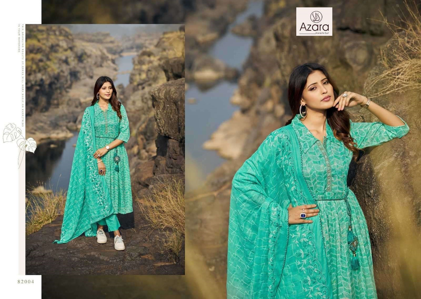Azara Pakistani Designer Classic Pure Cotton Embroidered Suit